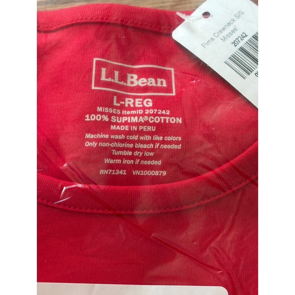 LL Bean Womens Pima Cotton Crewneck Tee Bundle 3PK Red Black Indigo L 207242 - Picture 3 of 7